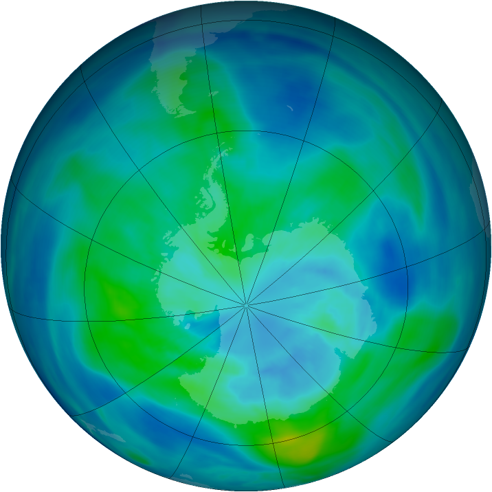 Antarctic ozone map for 24 March 2006